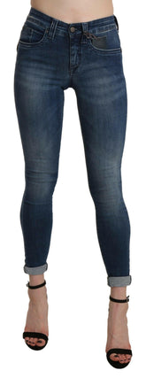Ermanno Scervino Blue Washed High Waist Skinny Cropped Cotton Jeans -   -  Ermanno Scervino.